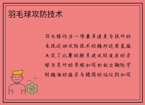 羽毛球攻防技术